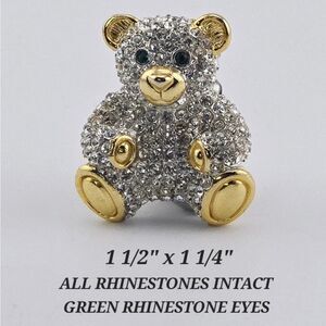 Sparkling Rhinestone Teddy Bear Brooch NWOT